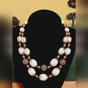 1950's Deauville White & Gold Choker Necklace